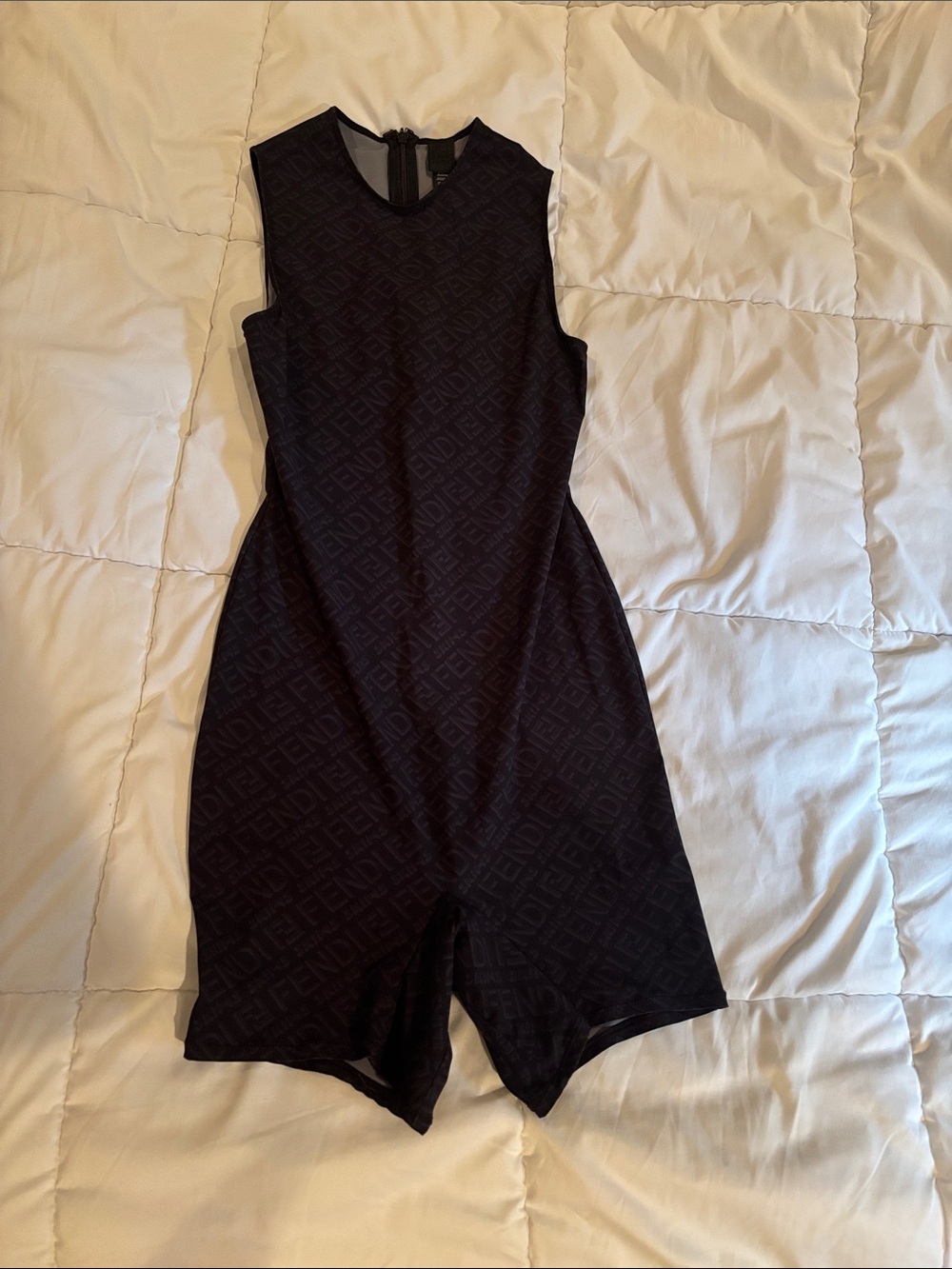 Fendi Skims Black Sleeveless Logo-Embossed Romper